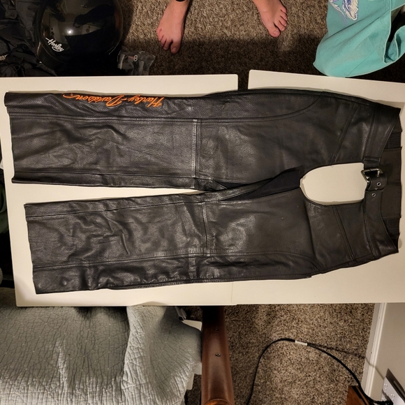 Harley Davidson Jacket and Chaps Set Orange Embroidery Large - Picture 15 of 16